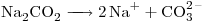 <ce>Na2CO2 -> 2Na+ + CO3^{2-}</ce>