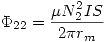 <tex>\Phi_{22}=\frac{\mu N_2^2 IS}{2\pi r_m}</tex>