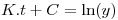 <tex> K.t + C = \ln (y) </tex>