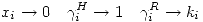 <tex>x_i\rightarrow 0 \quad \gamma_i^H\rightarrow 1 \quad \gamma_i^R\rightarrow k_i</tex>