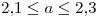 <tex>2.1 \leq a \leq 2.3</tex>