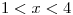 <tex>1 < x < 4</tex>