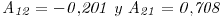 <tex> \mathit{\left. A _{12}=-0.201 \; y \right.  A _{21}=0.708 }</tex>