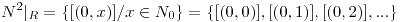 <tex>N^2|_R = \{[(0,x)] / x \in N_0 \} = \{ [(0,0)], [(0,1)], [(0,2)], ... \} </tex>