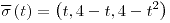 <tex>\overline{\sigma}\left(t\right)=\left(t,4-t,4-t^{2}\right)</tex>