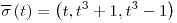 <tex>\overline{\sigma}\left(t\right)=\left(t,t^{3}+1,t^{3}-1\right)</tex>