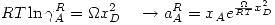 <tex>RT\ln{\gamma_A^R}=\Omega x_D^2 \quad \rightarrow a_A^R=x_A e^{\frac{\Omega}{RT}x_D^2}</tex>
