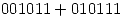 <tex>001011+010111</tex>