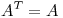 <tex>A^T=A</tex>