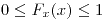 <tex>0 \leq F_x(x) \leq 1</tex> <tex>0 \leq F_x(x) \leq 1</tex>