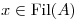 <tex>x \in \mathrm{Fil}(A)</tex> <tex>x \in \mathrm{Fil}(A)</tex>