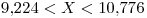 <tex>9.224<X<10.776</tex>