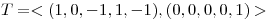 <tex>T=<(1,0,-1,1,-1),(0,0,0,0,1)></tex>