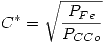 <tex>C^*  = \sqrt {\frac{{P_{Fe} }}{{P_{CCo} }}}</tex>