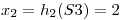 <tex>x_2 = h_2(S3) = 2 </tex>