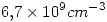 <tex>6.7 \times 10^{9} cm^{-3}</tex>