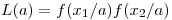 <tex>L(a)=f(x_1/a)f(x_2/a)</tex>