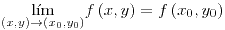 <tex>\underset{\left(x,y\right)\to\left(x_{0},y_{0}\right)}{\lim}f\left(x,y\right)=f\left(x_{0},y_{0}\right)</tex>