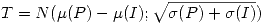 <tex>T = N(\mu (P) - \mu (I) ; \sqrt{\sigma (P) + \sigma (I)})</tex>