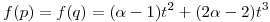 <tex>f(p)=f(q)=(\alpha -1)t^2 + (2 \alpha -2)t^3</tex>