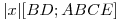 <tex>|x|[ BD ; ABCE]</tex>