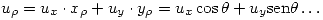 <tex>u_\rho=u_x\cdot x_\rho + u_y\cdot y_\rho = u_x\cos{\theta}+u_y\mathrm{sen}\theta \dots</tex>