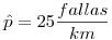 <tex>\hat p = 25 \frac{fallas}{km}</tex>