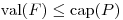 <tex>\mathrm{val}(F) \leq \mathrm{cap}(P)</tex>