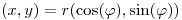<tex> (x,y)= r(\cos(\varphi), \sin(\varphi))</tex>
