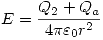 <tex>E=\frac{Q_2+Q_a  }{ 4 \pi\varepsilon_0 r^2 }</tex>