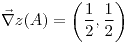 <tex>\vec\nabla z(A)=\left(\frac{1}{2},\frac{1}{2}\right)</tex> <tex>\vec\nabla z(A)=\left(\frac{1}{2},\frac{1}{2}\right)</tex>