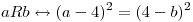 <tex>aRb \leftrightarrow (a-4)^{2} = (4-b)^{2}</tex>
