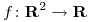 <tex>f \colon \mathbf{R}^2 \rightarrow \mathbf{R}</tex>
