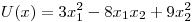 <tex>U(x) = 3x_1^2 -8x_1x_2 +9x_2^2 </tex>