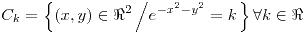 <tex>C_{k}=\left\{ \left(x,y\right)\in\Re^{2}\left/e^{-x^{2}-y^{2}}=k\right.\right\} \forall k\in\Re</tex>