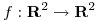 <tex>f: \mathbf{R}^2 \rightarrow \mathbf{R}^2</tex>