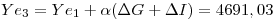 <tex>Ye_3=Ye_1+\alpha (\Delta G+\Delta I)=4691,03</tex>