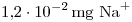 <tex>1.2 \cdot 10^{-2} \, \mathrm{mg\ \ce{Na+}} </tex>