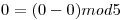 <tex> 0 = (0-0)mod5</tex>