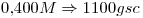 <tex>0.400M \Rightarrow 1100g sc</tex>