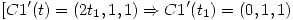 <tex>[C1^\prime(t) = (2t_1,1,1) \Rightarrow C1^\prime(t_1) = (0,1,1) </tex>