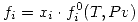 <tex>f_i=x_i\cdot f_i^0(T,Pv)</tex>
