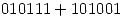 <tex>010111+101001</tex>