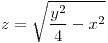 <tex>z=\sqrt{\frac{y^{2}}{4}-x^{2}}</tex>
