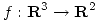 <tex>f : \mathbf{R}^3 \rightarrow \mathbf{R}^2</tex>
