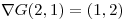 <tex>\nabla G(2,1)=(1,2)</tex>