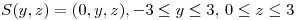 <tex>S(y,z) =(0,y,z), -3 \leq y \leq 3,\,  0 \leq z \leq 3</tex>
