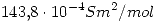 <tex> 143.8\cdot{10^{-4}}Sm^2/mol </tex>