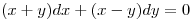 <tex>(x+y) dx + (x-y) dy = 0</tex> <tex>(x+y) dx + (x-y) dy = 0</tex>