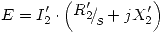 <tex>E = I'_2  \cdot \left( {{\raise0.7ex\hbox{${R'_2 }$} \!\mathord{\left/ {\vphantom {{R'_2 } s}}\right.\kern-\nulldelimiterspace}\!\lower0.7ex\hbox{$s$}} + jX'_2 } \right)</tex>